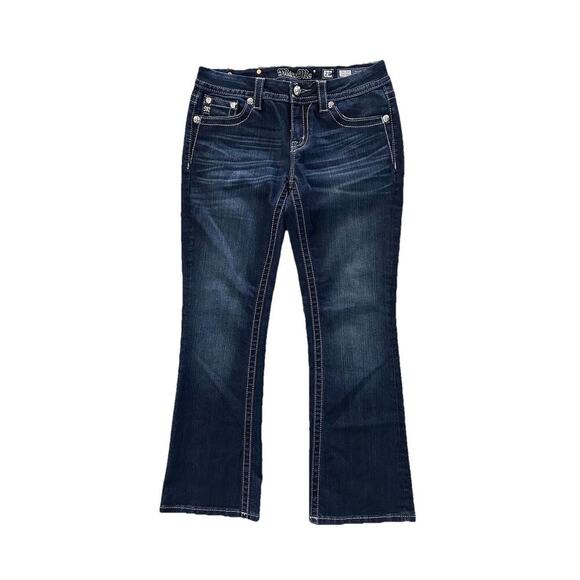 NWOT Miss Me Womens Denim Jeans Mid Rise Bootcut Rhinestone Size 28 Inseam 29” - Picture 1 of 12